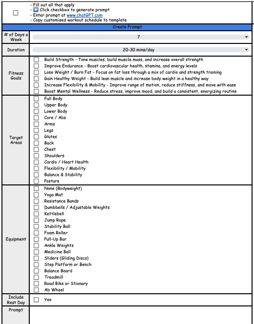 Modern Trainer - Weekly Workout Template