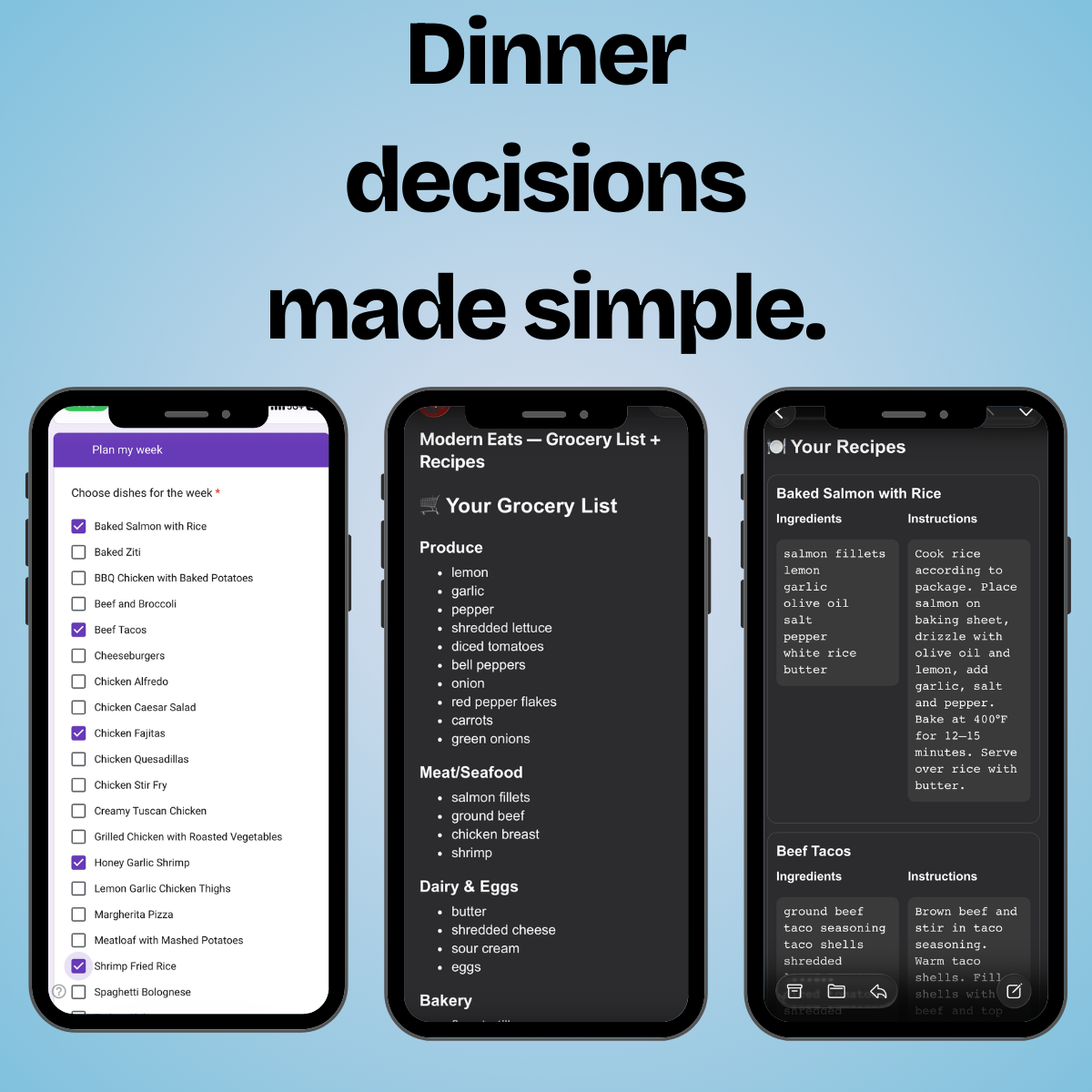 Modern Eats - Meal Planner / Grocery Generator - Coming Soon!