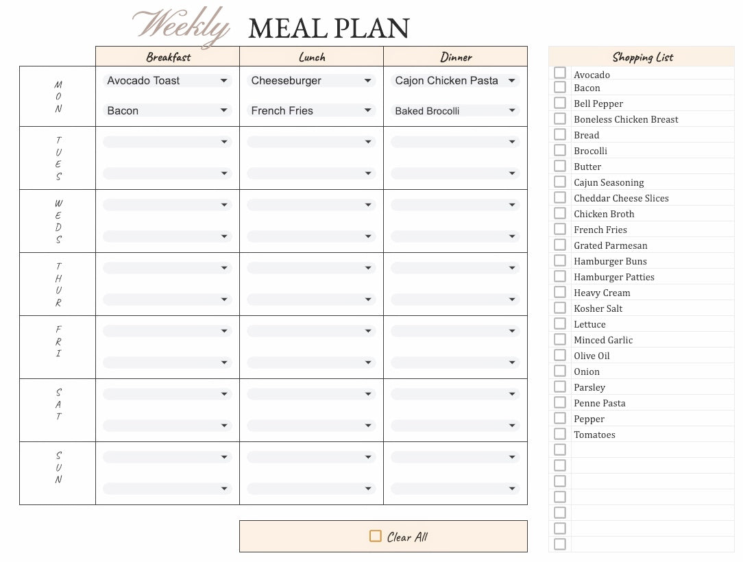 Modern Eats - Meal Planner / Grocery Generator